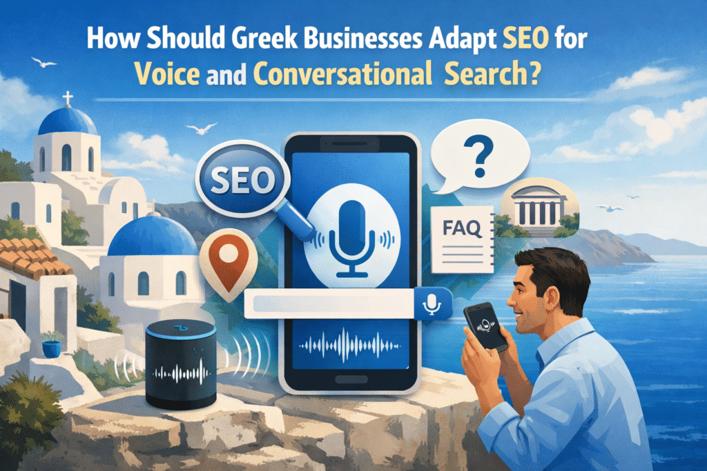 How should Greek businesses adapt SEO for voice and conversational search