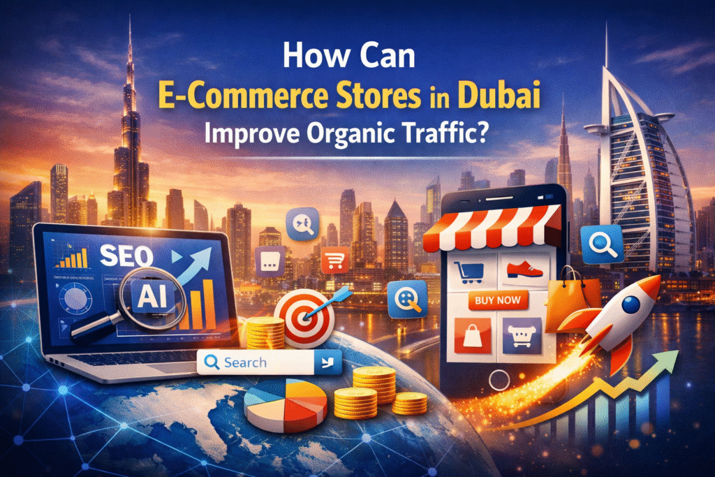 How can e-commerce stores in Dubai improve organic traffic